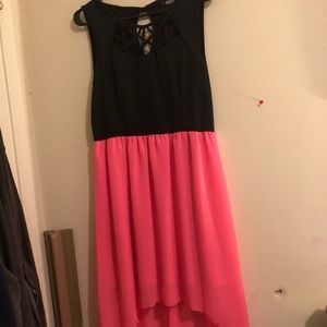 Black & Pink High-Low Prom Dress